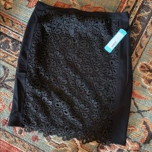 Black pencil skirt w/lace front NWT